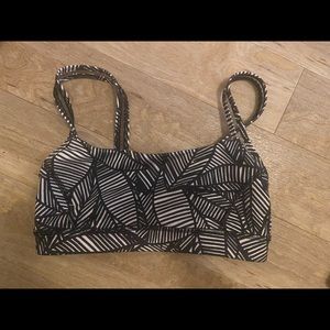 lululemon straight up bra banana leaf white black size 4